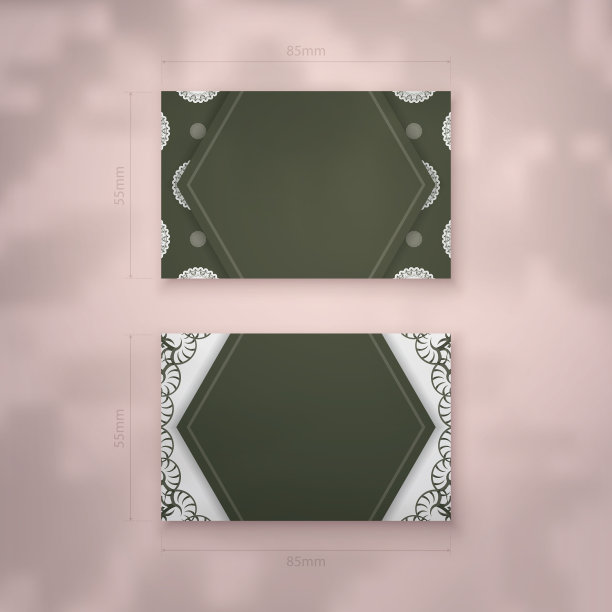 深绿色的名片模板与vintage图片下载