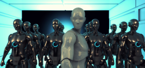 3 d渲染。人形人物和sicifi场景图片下载