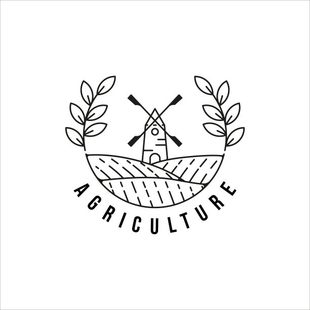 风车农场标志线艺术模板图标图形图片下载