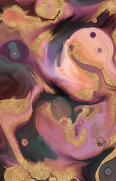 多色抽象，亚克力浇铸流体艺术背景。三维演示图片下载