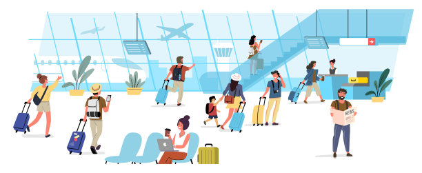 人在机场候机楼乘客的角色图片下载