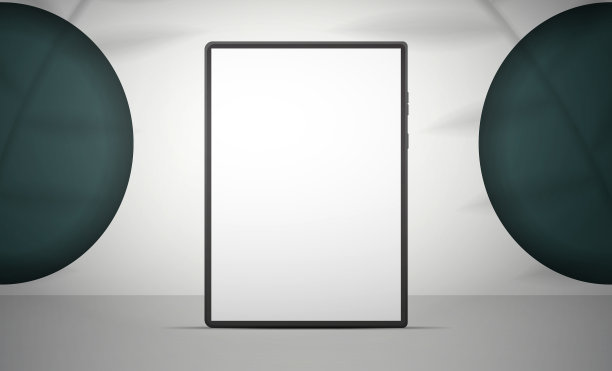地板上有一台白色屏幕的平板电脑图片下载