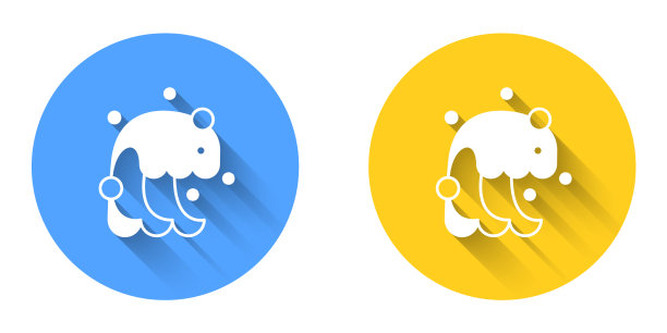 白色的海啸图标与长长的阴影隔离图片下载