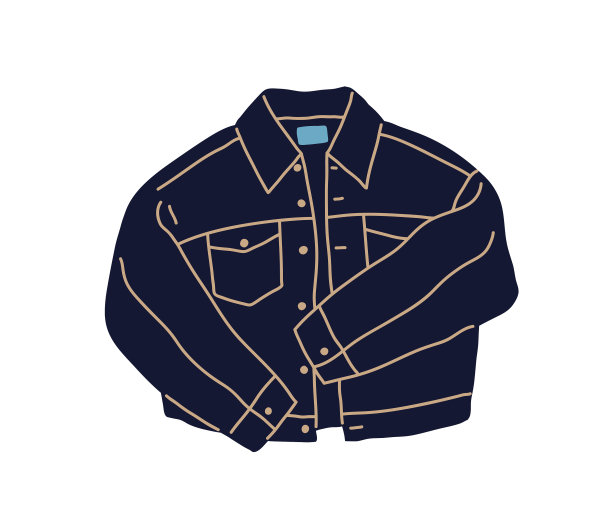 有纽扣和口袋的现代牛仔裤外套图片下载