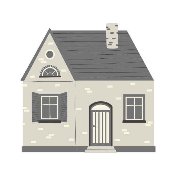 平面风格的可爱房子的插图。极简主义的城市建筑在白色背景。向量图片下载