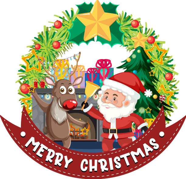 圣诞快乐的横幅与圣诞老人的卡通图片下载