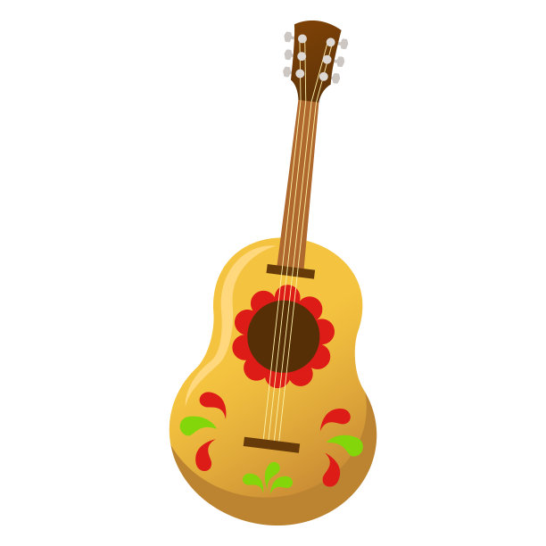 吉他。矢量插图的吉他孤立在白色背景在卡通风格。图片下载