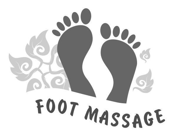 灰色的足部按摩概念。反射疗法。脚按摩标志与传统的泰国装饰为您的网站设计，应用程序，用户界面。白色背景。EPS10。图片下载