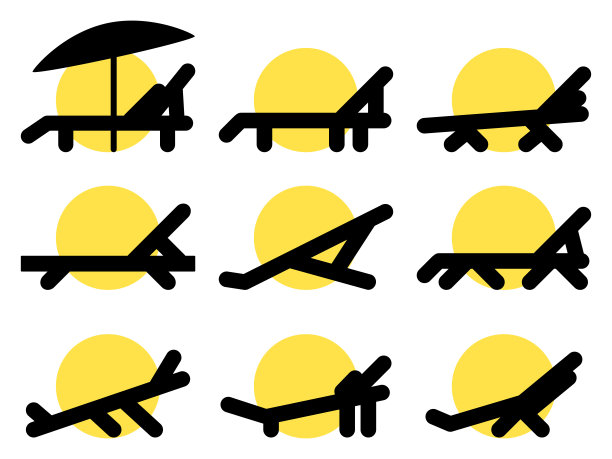 躺椅图标被隔离在白色背景上。暑假,日光浴。有阳光的躺椅。图标设计横幅，海报和海滩广告。矢量图图片下载