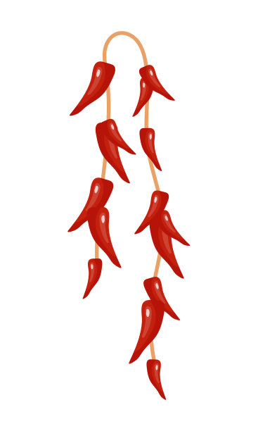 辣椒辣椒半平的颜色矢量对象图片下载