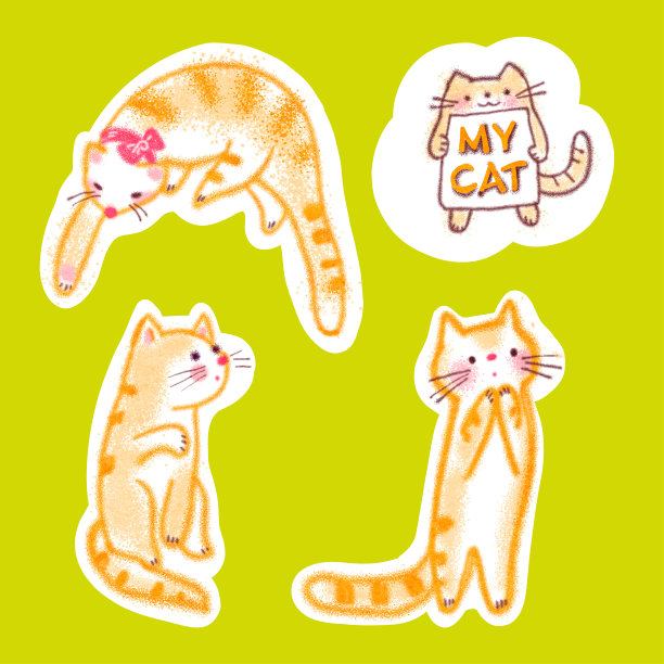 有趣的卡通小猫插图图片下载