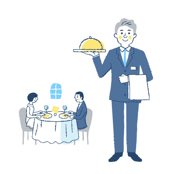 餐厅服务员和顾客吃饭图片下载