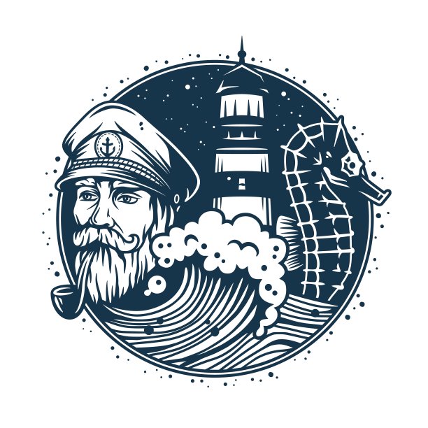 拿着烟斗的海军水手船长。航海的队长图片下载