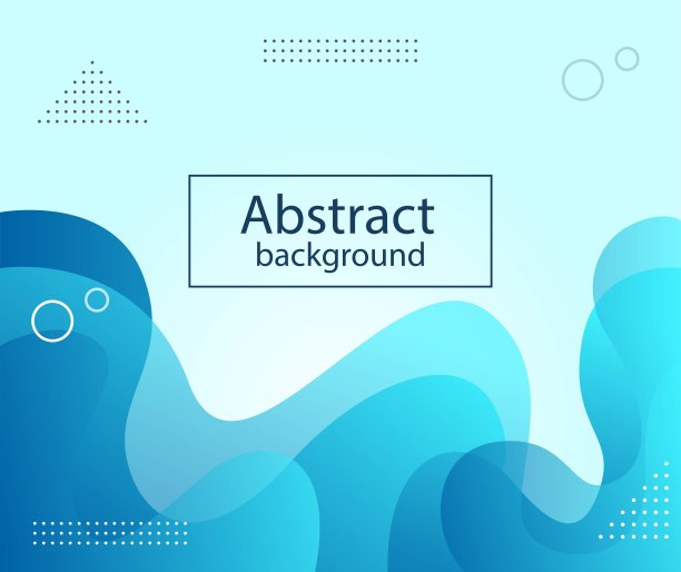 橙绿蓝冰抽象液体背景与黄色线条和圆形几何形状图片下载