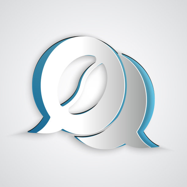 剪纸咖啡和对话图标孤立在一起图片下载