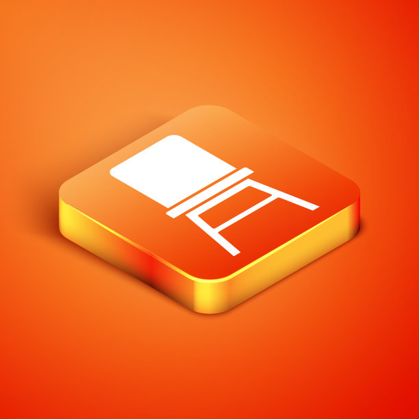 等距椅子图标孤立在橙色背景图片下载