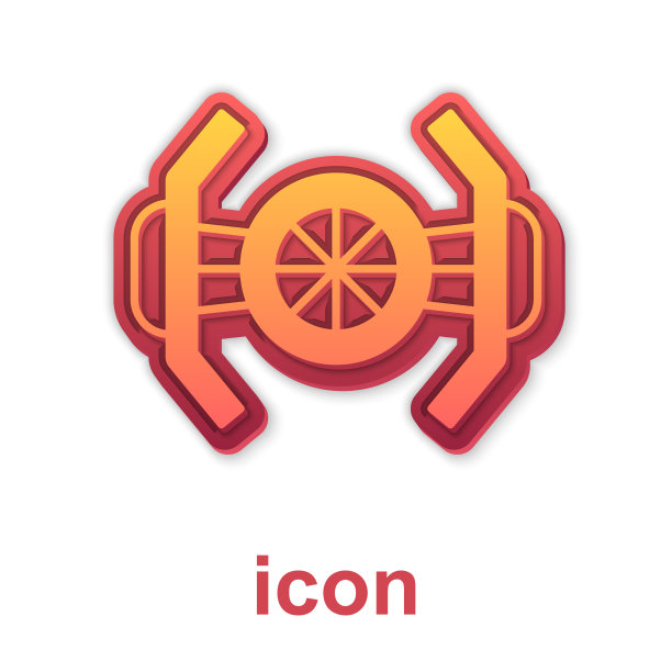 金色宇宙飞船图标孤立在白色背景图片下载