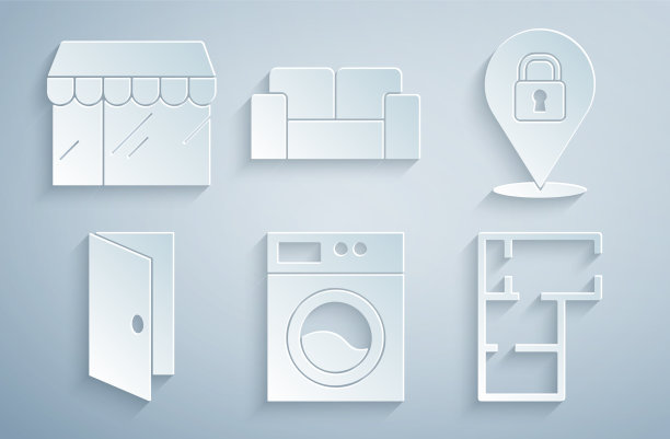 设置洗衣机位置，锁紧门，房子平面图图片下载