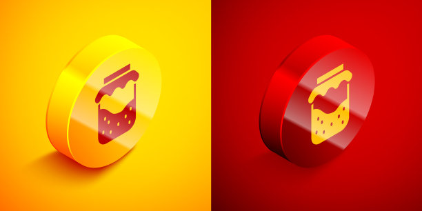 等距果酱罐图标分离在橙色和红色图片下载