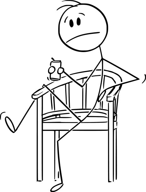 不开心的人坐在花园的椅子上喝酒图片下载