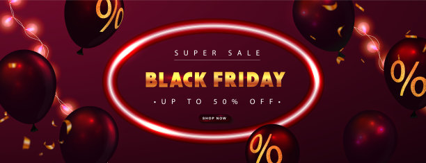 黑色星期五促销海报与气球图片下载