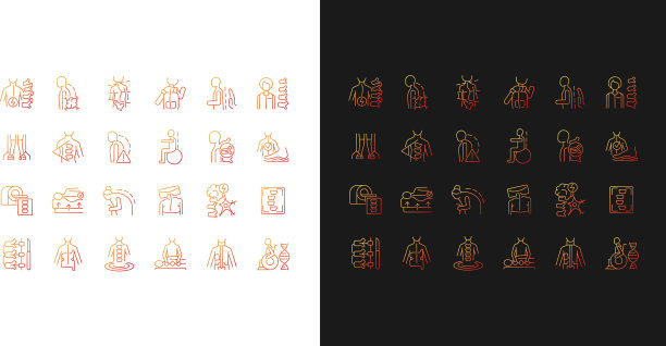 脊柱侧弯渐变图标设置为深色和浅色图片下载