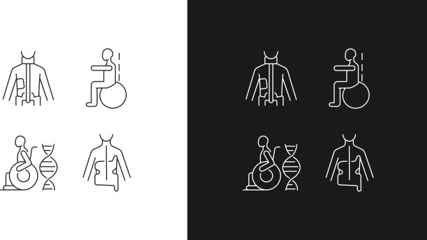 脊柱侧弯预防方法线性图标设定为图片下载