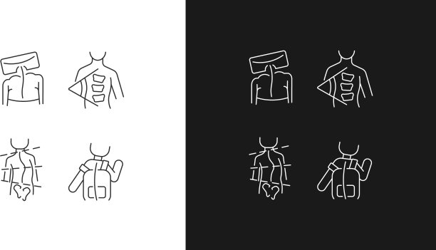 脊柱弯曲测量线性图标设置为黑暗图片下载