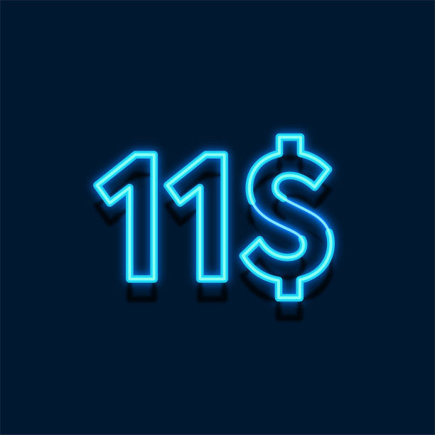 霓虹美元11美元的价格标志设计。享受特别优惠11元标志绿色背景图片下载