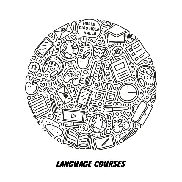 涂鸦语言课程图标圈图片下载