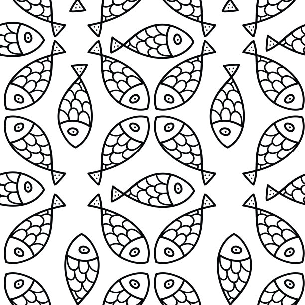 线鱼。向量无缝模式。图片下载