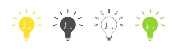 踢滑板图标在灯泡集。向量。图片下载