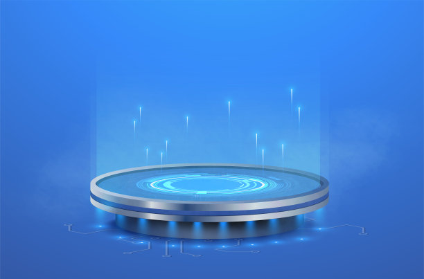 霓虹未来金属科学讲台，产品展示平台。3d未来赛博朋克风格基座。工业场景展示和销售背景。股票向量图片下载