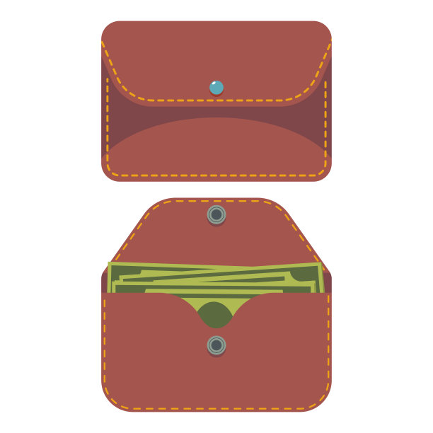 打开和关闭钱包与金钱矢量卡通插图孤立在白色背景。图片下载