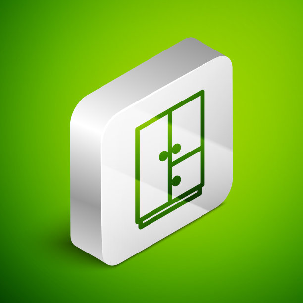 等距线衣柜图标孤立在绿色图片下载