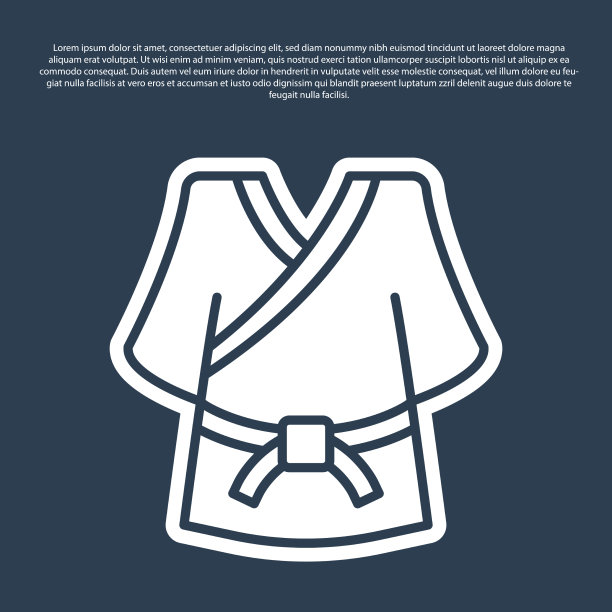 蓝色线和服图标孤立在蓝色背景图片下载