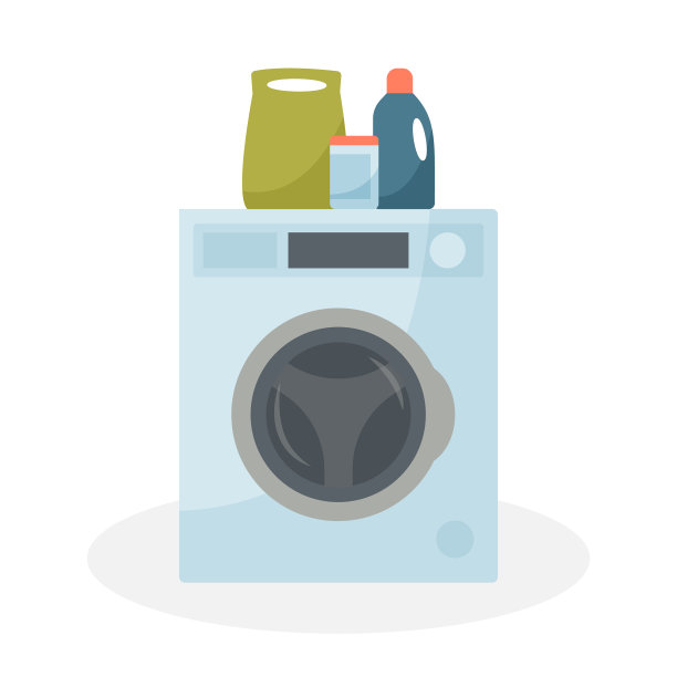 有洗衣粉和洗涤剂的洗衣机图片下载