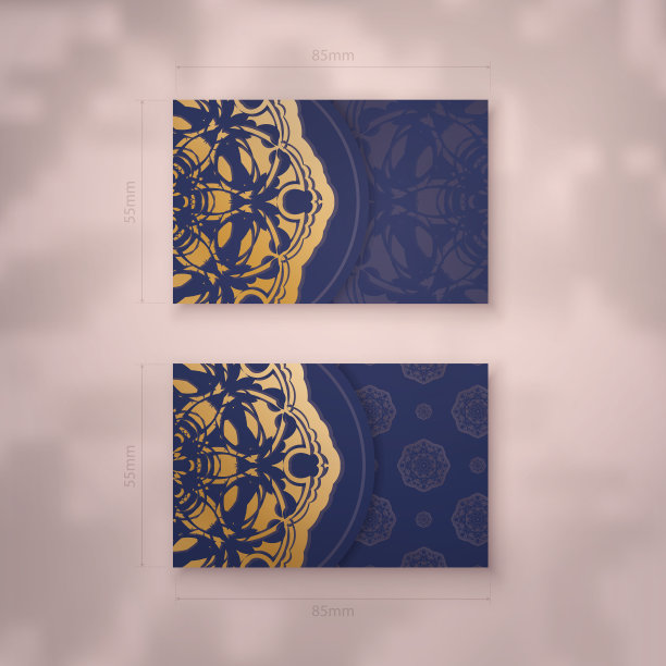 深蓝色印着印度金的名片图片下载