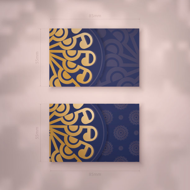 深蓝色的名片模板与古董图片下载