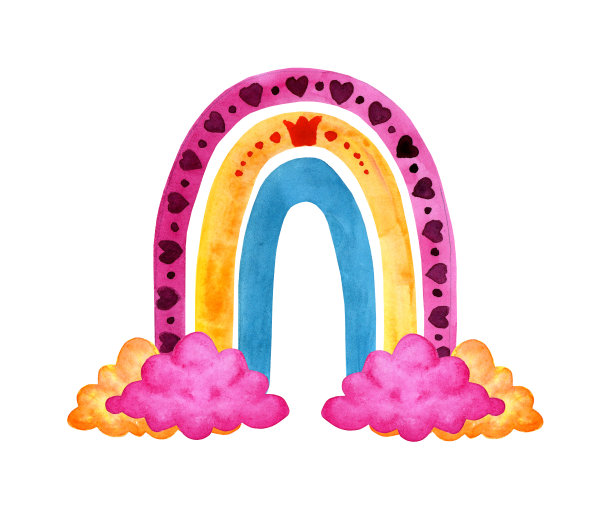 水彩画可爱稚嫩的彩虹用图片下载