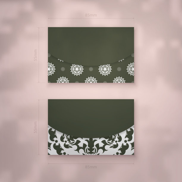 深绿色的名片，曼荼罗白图片下载