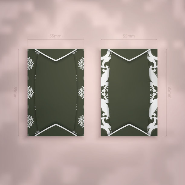 深绿色的名片与复古的白色图片下载