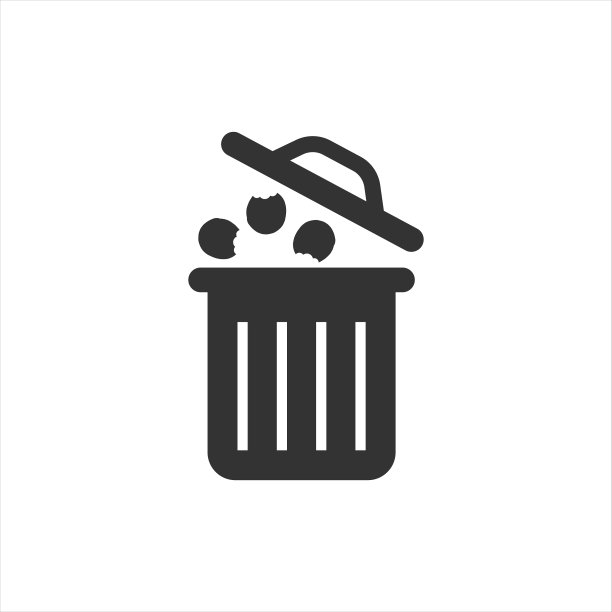 白色背景上的扁平风格垃圾箱回收图标图片下载