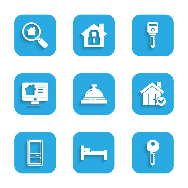 核对酒店服务铃、床、房钥匙图片下载