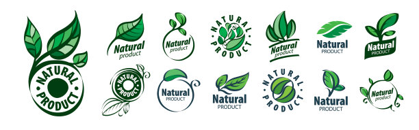 一套图标自然产品上的白色图片下载