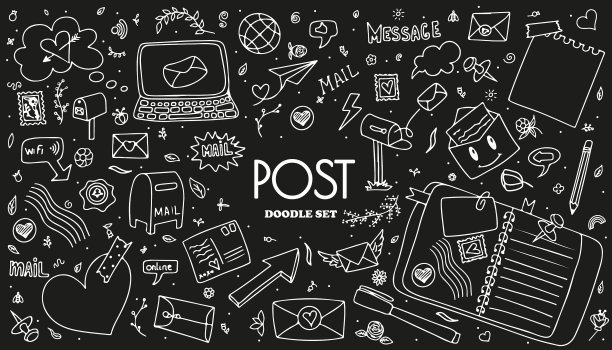 一套用纸张涂鸦图标的邮件图片下载