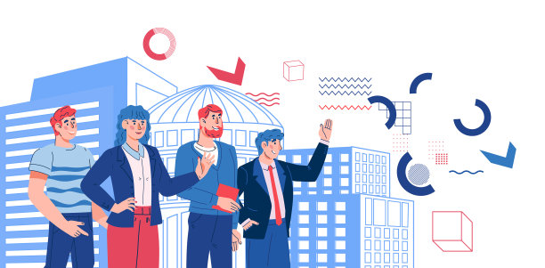 团队的商业人士在现代城市成功图片下载