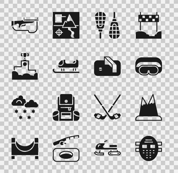 设置曲棍球面具山滑雪护目镜雪鞋图片下载