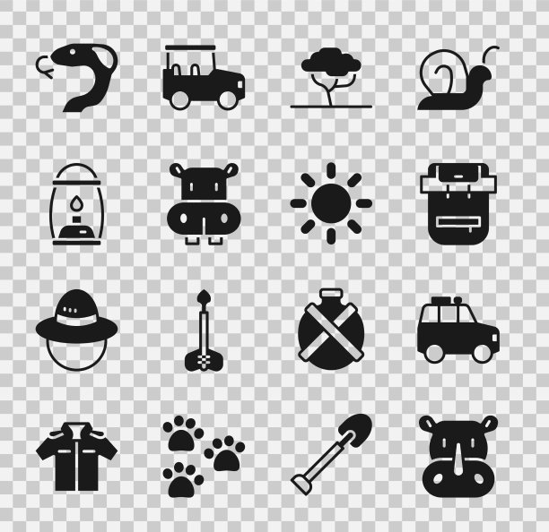 设犀牛车徒步背包非洲树图片下载