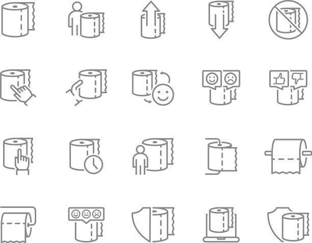 一套厕纸线图标湿纸巾公图片下载